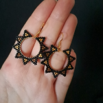 Nowoczesne Czarno Złote Kolczyki Koła - geometryczne wiszące kolczyki