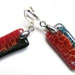 Pomarańczowy agat ognisty i srebro, kolczyki - 