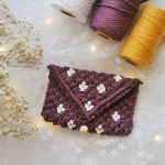 Makramowy portfelik fioletowy - ze sznurka - 