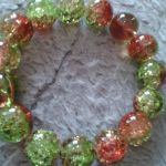Bransoletka Crackle dwukolorowa (brąz-zieleń) - bransoletka koralikowa handmade