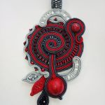 duży wisior sutasz czerwień srebro - sutasz