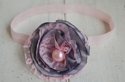 Retro opaska niemowlęca "Szary z różem"