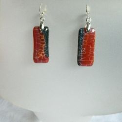 Pomarańczowy agat ognisty i srebro, kolczyki