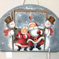 Świąteczny obrazek wiszący z parą Mikołajów
