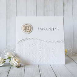 Delikatne zaproszenia komunijne z hostią n.4