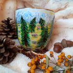 Ręcznie malowany kubek Niedźwiedź złota rybka spełnione marzenia 480ml - Ręcznie malowane