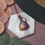 Miedziany wisior wire wrapping z tęczową druzą #219 - 