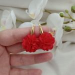Czerwone kolczyki, małe kolczyki kwiatki - czerwone kwiaty