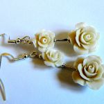 Bransoletka i kolczyki, kremowe róże, koral - 