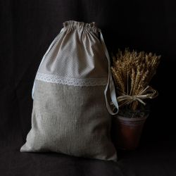 Rustykalny woreczek "Len&kropeczki"