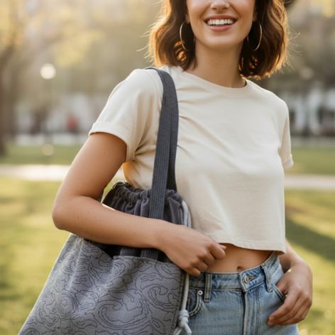 Duża torba shopper Raspberi – unikatowa torba handmade z kieszeniami