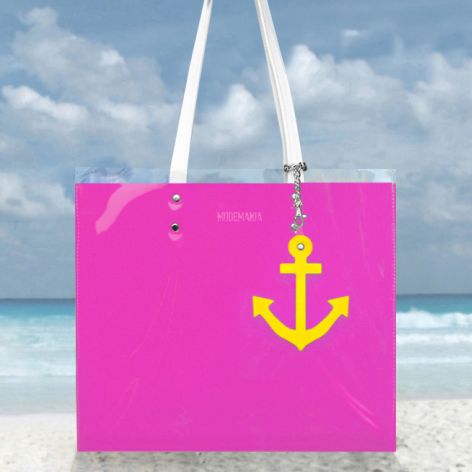 Marynarska torba z kotwicą - różowa