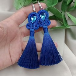 Kobaltowe niebieskie kolczyki chwosty