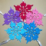 Szydełkowe śnieżynki x 5, kolorowe dekoracje na choinkę - dekoracje na boże narodzenie