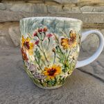 Porcelanowy kubek ręcznie malowany-Polne kwiaty  - 