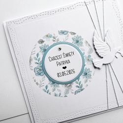 Subtelna kartka na Chrzest z gołębicą 