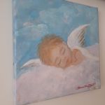Śpiący Aniołek - obraz ręcznie malowany