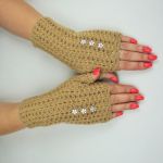 RĘKAWICZKI MITENKI HANDMADE KASZMIR CAMEL - 