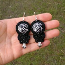 Czarne Kolczyki soutache