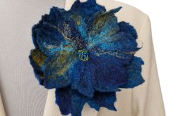 BROSZKA KWIAT RĘCZNIE FILCOWANA Turkus