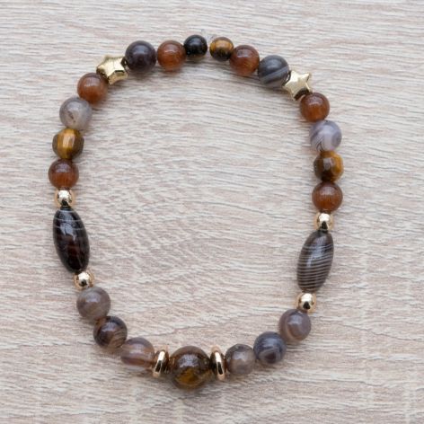 Agat,tygrysie oko,hematyt bransoletka 