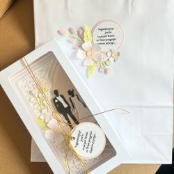 078,kartka w pudełku na ślub z torebką-młoda para