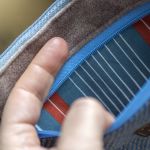 Beżowo-niebieski portfel - 