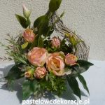 Dekoracja/stroik dla mamy - kompozycja z peonii j róż