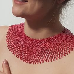 Naszyjnik Krywulka Czerwona Szeroka