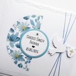 Oryginalna kartka z gołębicą handmade Chrzest - Biało-niebieska kartka na Chrzest