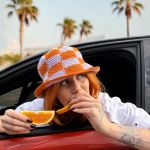 Bucket hat, creamy purple & burnt orange, handmade vibes ☀︎ - 