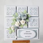 Kartka MŁODEJ PARZE koronkowa - Srebrzystobłękitna kartka na ślub