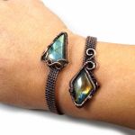 Bransoletka z miedzi z labradorytami blue - labradoryt i miedz bransoletka