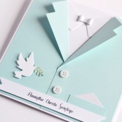 Turkusowy GARNITUREK pamiątka Chrztu Św.