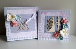 Kartka ślubna wraz z pudełkiem kwiaty róż