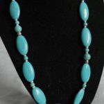 Komplet biżuterii z turkusami, naszyjnik, bralsoletka, kolczyki - 