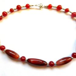 Pomarańczowe agaty, elegancki naszyjnik z agatami