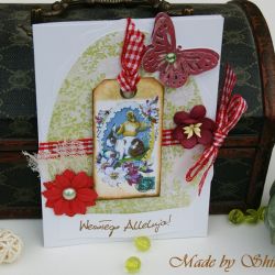 Kartka wielkanocna- bordowe motyle rezerwacja