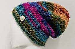 Gruba czapka beanie smerf kolorowa szydełkowa 13