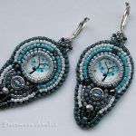 blue tree steampunk beaded embroidery - 