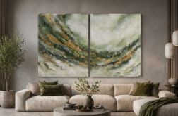 Abstrakcja Garden Ręcznie malowany obraz Strukturalny XXL dyptyk 140x100 cm