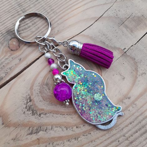 Brelok Purple Cat Keychain
