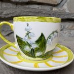 Porcelanowa, ręcznie malowana wiosenna filiżanka  - 