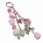Różowo srebrny pastelowy breloczek - 