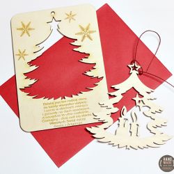 Karta drewniana z życzeniami Święta Boże Naro