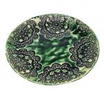 Talerz Ceramiczny Zielony Rękodzieło Średnica 25 cm Unikatowy Wzór  - 