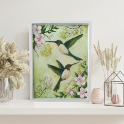 Kolibry wśród kwiatów - obraz strukturalny 3D