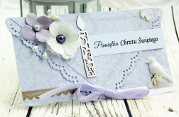 Pamiątka Chrztu św. -wrzosowa elegancja