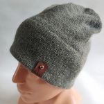 Komplet ręcznie robiony na drutach z alpaką, szara zieleń. - szara zieleń