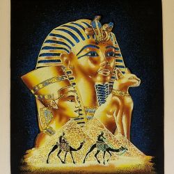 Obraz, 35x50cm, Tutanchamon i Nefertiti, Płótno Faraońskie, Egipt, 100% oryginalny 06